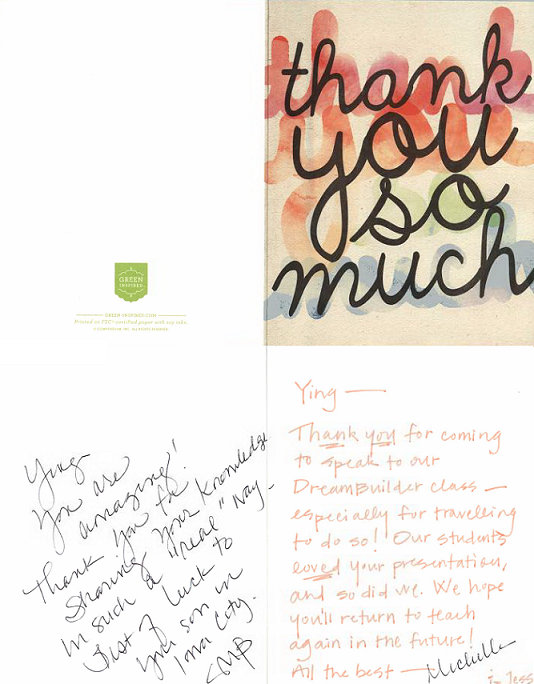 Thank you card written for CPA